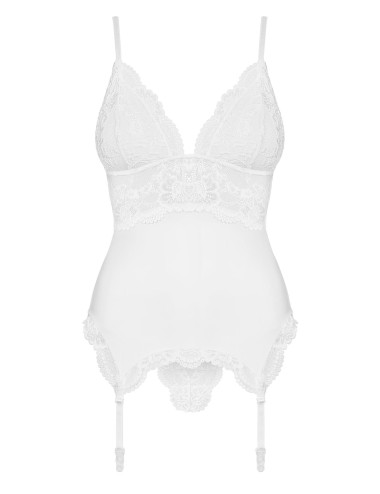 Bielizna-810-COR-2 gorset i stringi biały  S/M