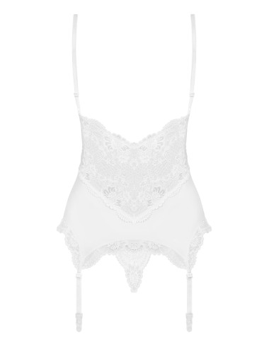 Bielizna-810-COR-2 gorset i stringi biały  S/M