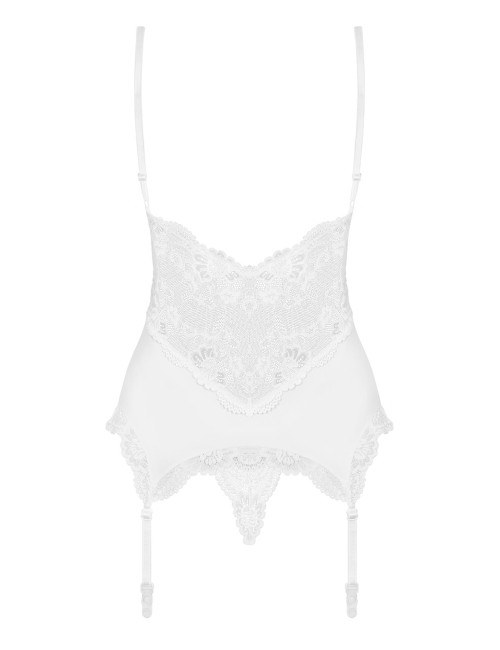 Obsessive 810-COR-2 Biały Gorset ze Stringami S/M