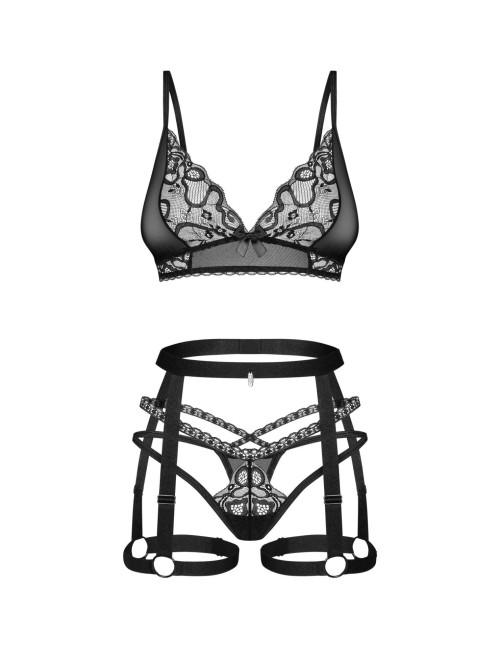 Obsessive Blomentis 3-częściowy komplet bielizny M/L