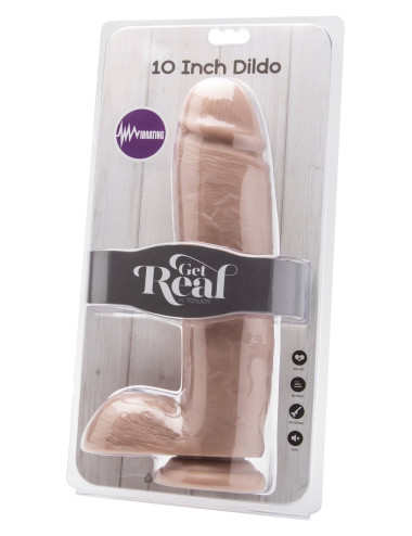 Dildo 10 in. w/ Balls Vibrator Light skin tone