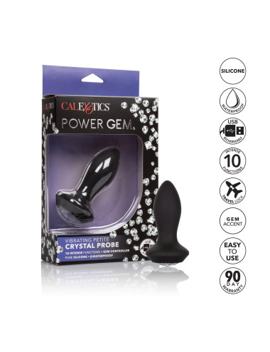 Vibrating Petite Crystal Probe Black