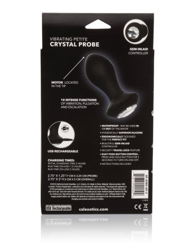 Vibrating Petite Crystal Probe Black
