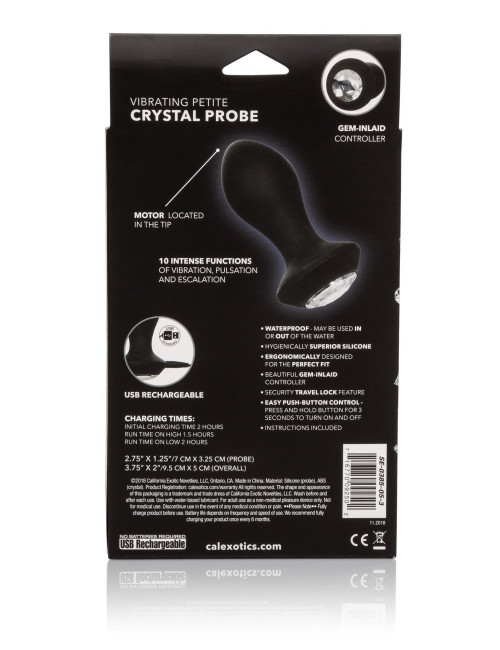Vibrating Petite Crystal Probe Black