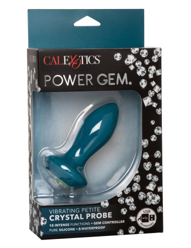 Vibrating Petite Crystal Probe Blue