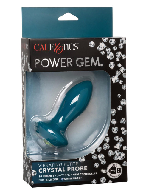 Vibrating Petite Crystal Probe Blue