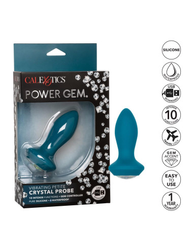 Vibrating Petite Crystal Probe Blue
