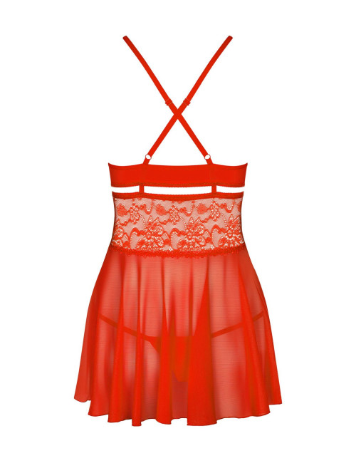 Obsessive Czerwona Babydoll z Koronką i Stringami XXL