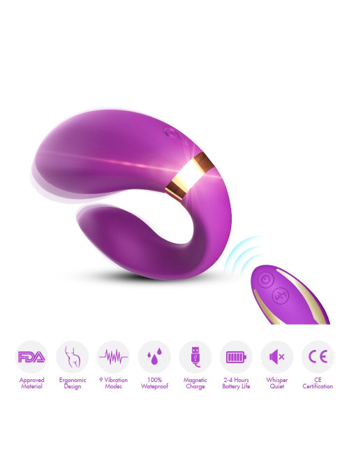 Crescent Purple – Wibrator dla Par, Zabawki i Stymulator, Silikon medyczny, 9 trybów wibracji