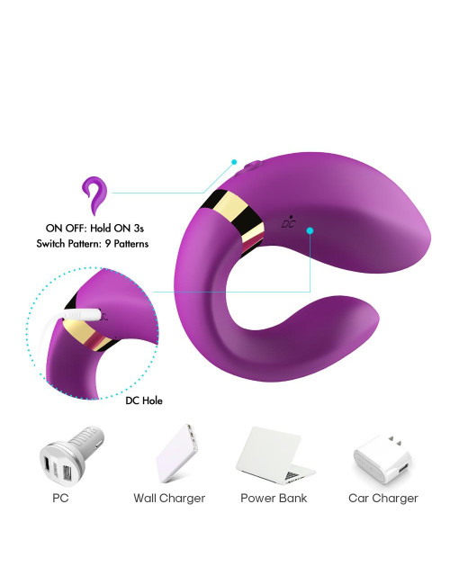 Crescent Purple – Wibrator dla Par, Zabawki i Stymulator, Silikon medyczny, 9 trybów wibracji