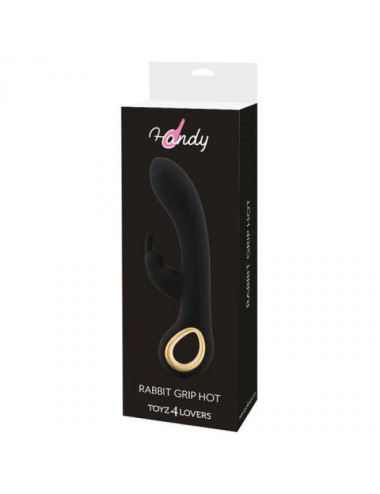 Wibrator-VIBRATORE RABBIT RISCALDANTE HANDY RABBIT GRIP HOT BLACK