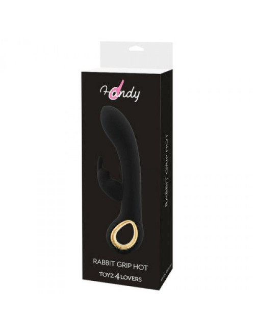 Wibrator-VIBRATORE RABBIT RISCALDANTE HANDY RABBIT GRIP HOT BLACK