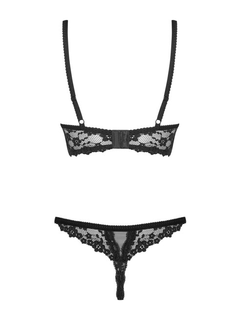 Obsessive Letica 2-częściowy Otwarty Komplet Czarny S/M