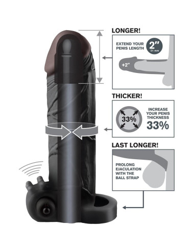 FANTASY X-TENSIONS VIBRATING REAL FEEL 2 INCH EXTENSION BLACK