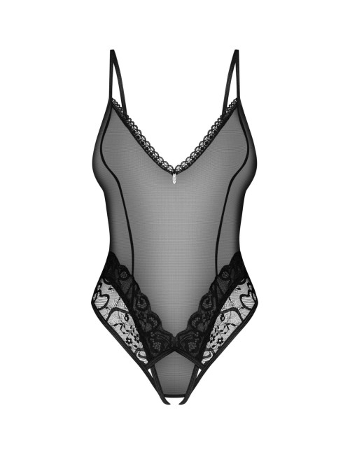 Obsessive Blomentis Czarne Otwarte Body XS/S