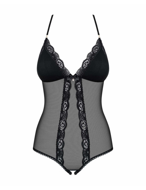 Obsessive Koronkowe Body z Otwartym Krokiem i Biżuterią S/M