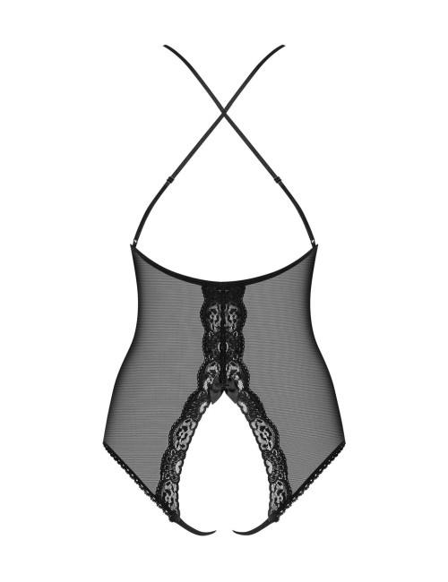 Obsessive Koronkowe Body z Otwartym Krokiem i Biżuterią S/M