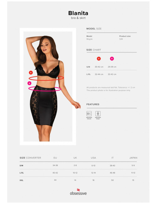 Obsessive Kompleks Bielizny Blanita 2-Częściowy Czarny S/M
