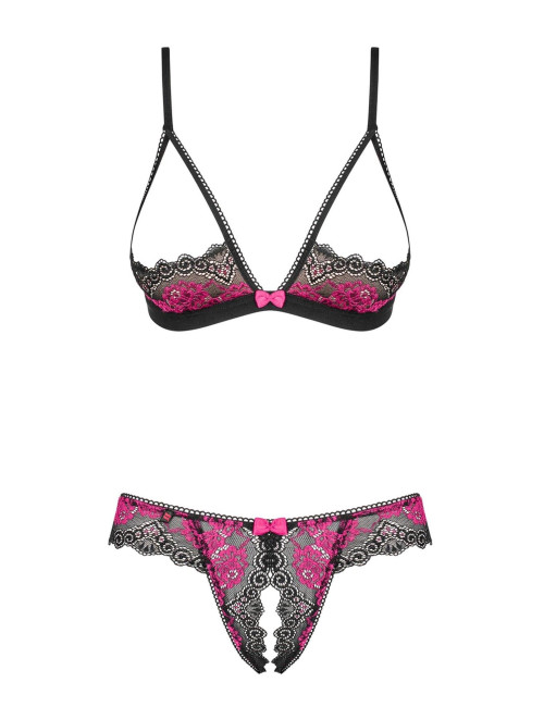 Obsessive Tulia otwarty komplet czarny S/M