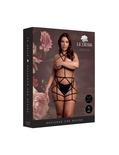 Le Désir Strappy Open Cup Body Harness Plus Size Black