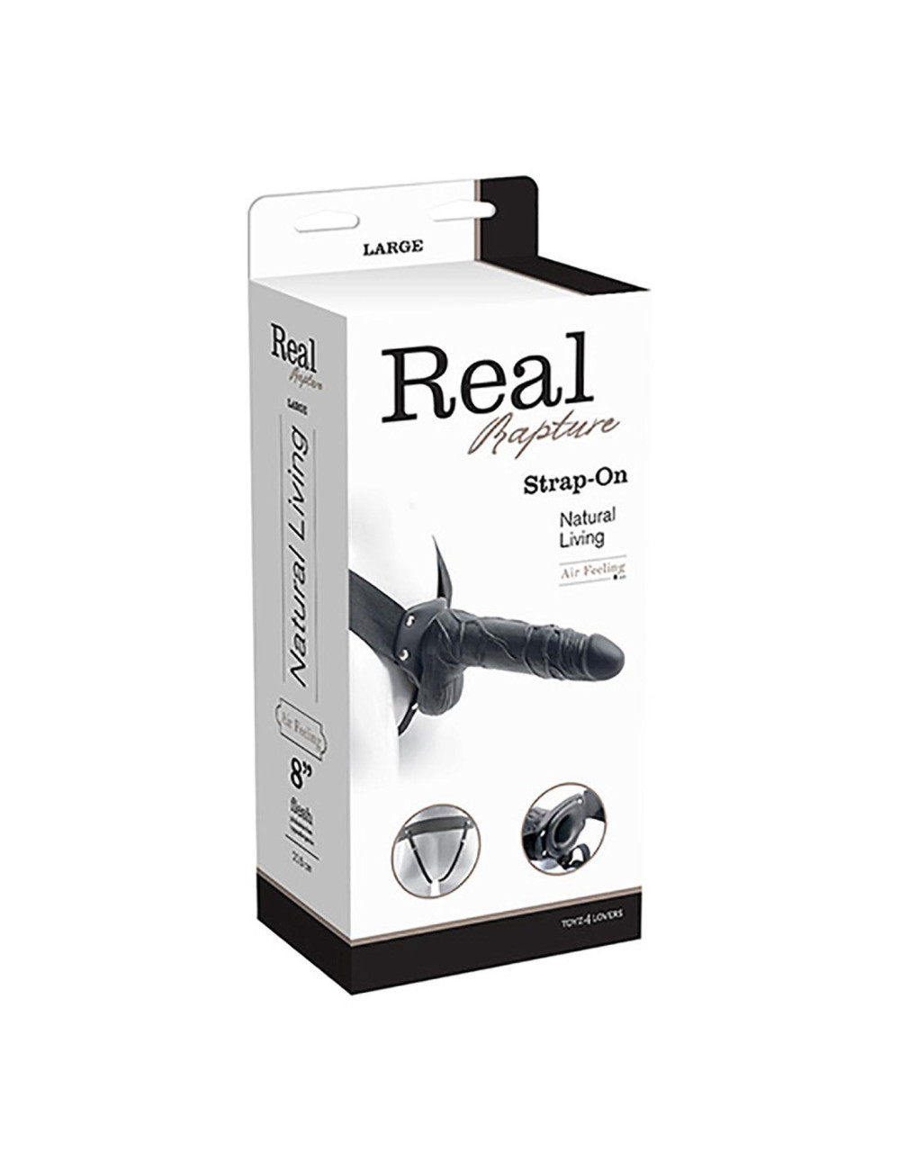 Proteza-FALLO STRAP ON CAVO REAL RAPTURE 8 BLACK WITH BALLS