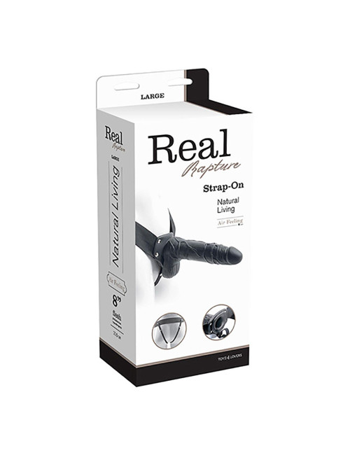 Proteza-FALLO STRAP ON CAVO REAL RAPTURE 8 BLACK WITH BALLS