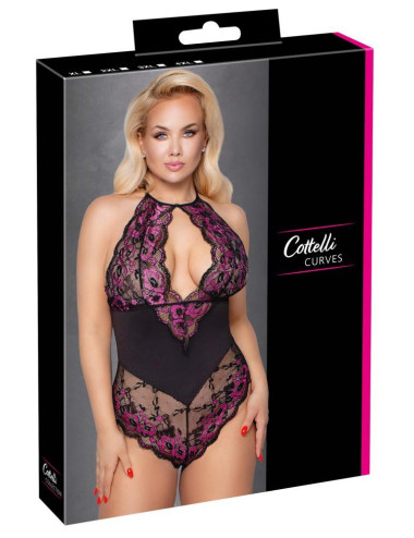 Body Lace 2XL – Bodystocking Cottelli CURVES z koronki dwukolorowej, bielizna