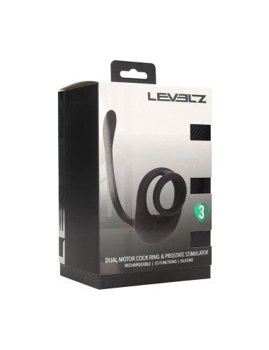 Dual Motor Silicone Cockring with Prostate Stimulator - Black