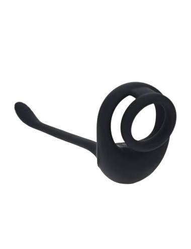 Dual Motor Silicone Cockring with Prostate Stimulator - Black