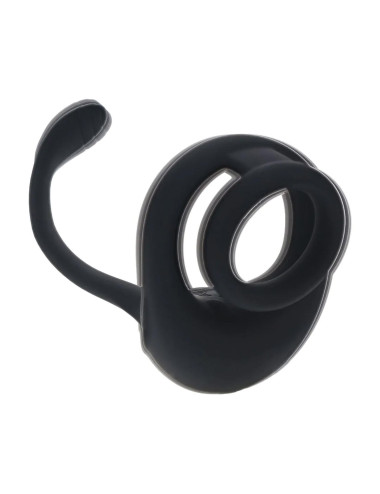 Dual Motor Silicone Cockring with Prostate Stimulator - Black