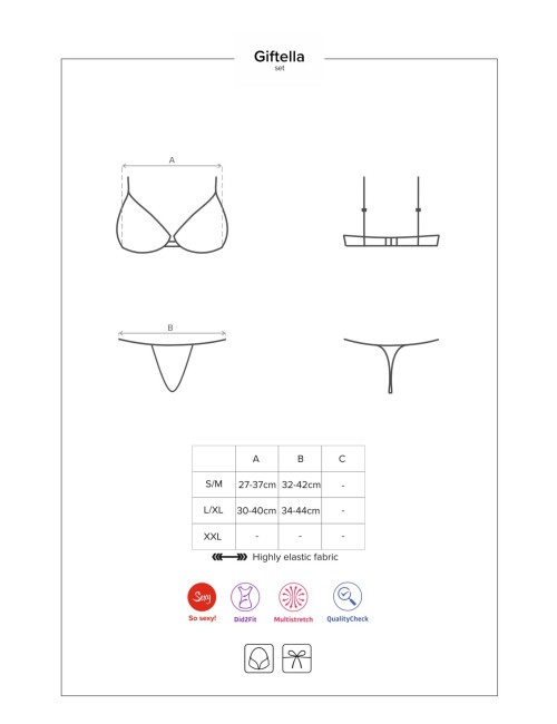 Obsessive Giftella Czerwony Kompleti S/M