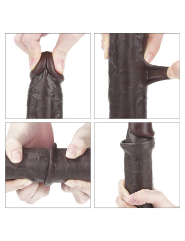 9.0'' Sliding Skin Dual Layer Dong - Black