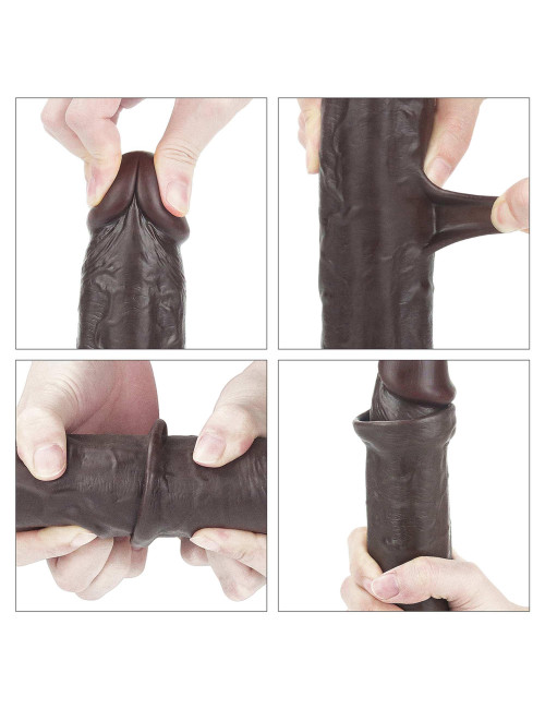 9.0'' Sliding Skin Dual Layer Dong - Black