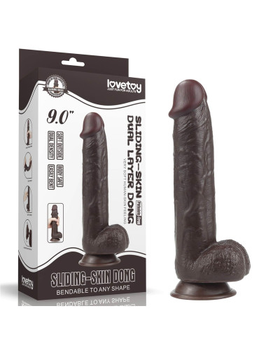 9.0'' Sliding Skin Dual Layer Dong - Black