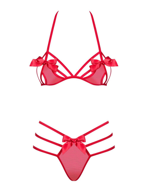 Obsessive Giftella Zmysłowy Czerwony Komplet Bielizny L/XL