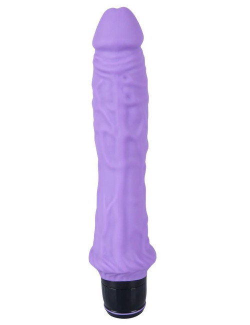 Klasyczny silikonowy wibrator Purple – 25 cm, 7 programów