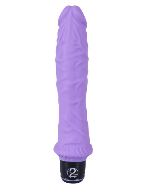 Klasyczny silikonowy wibrator Purple – 25 cm, 7 programów