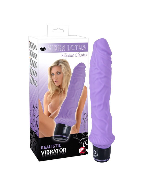 Klasyczny silikonowy wibrator Purple – 25 cm, 7 programów