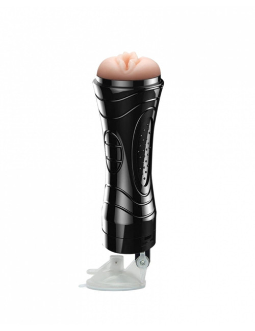 Quickies Czarny Masturbator Naścienny z Wibracją 24 cm, 7 Prędkości