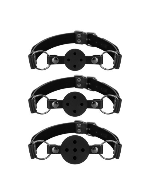 Zestaw 3 knebli z kulką Ball Gag - BDSM, Zabawki, Bezpieczne dla ciała, czarne