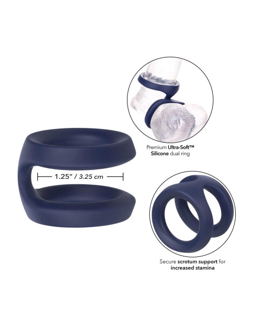 Viceroy Dual Ring Blue - Pierścień silikonowy bez wibracji, podwójny