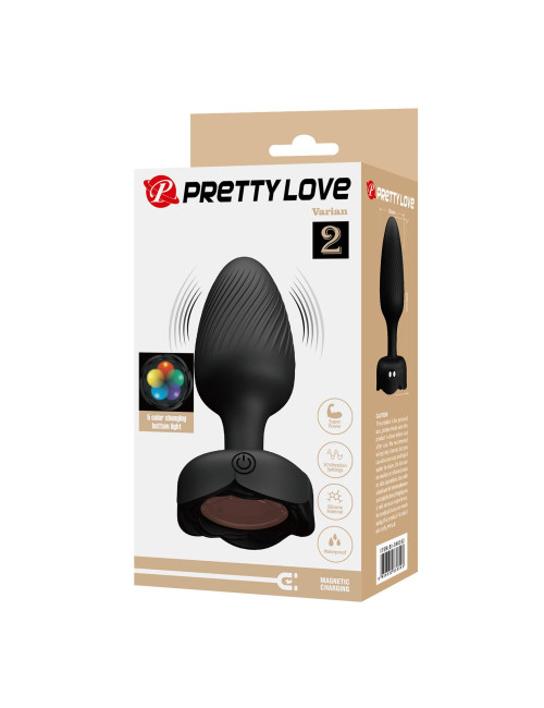 PRETTY LOVE Varian – Silikonowy wibrujący plug analny, 10 trybów LED