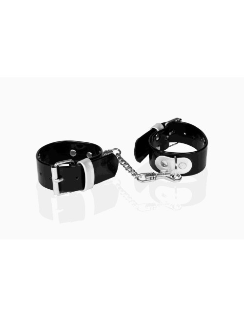 Whips Collection Lakierowane Damskie Kajdanki na Ręce - Czarne