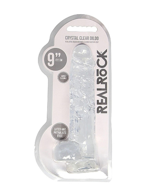 RealRock Realistyczny Dildo Transparentny z Jajami 23 cm