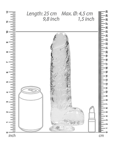 9 / 23 cm Realistic Dildo With Balls - Transparent