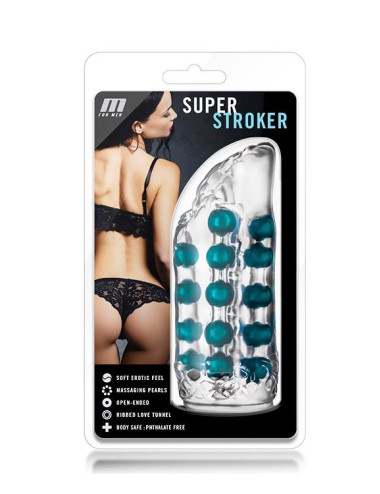 M FOR MEN Superstroker Clear - realistyczny masturbator TPE, zabawki erotyczne dla panow