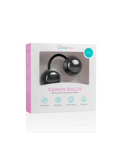 Kulki-Canon Balls Black – Zabawki, Kulki, Bez wibracji – Silikon, Bezpieczne dla ciała