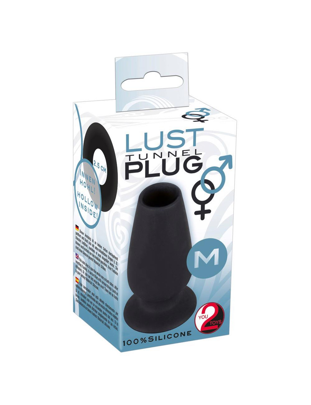 Plug analny silikonowy Tunnel M – z korkiem, 10 cm