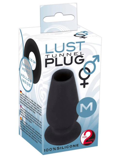 Plug analny silikonowy Tunnel M – z korkiem, 10 cm