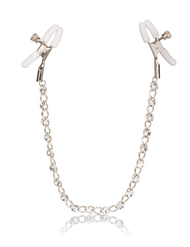 Crystal Chain Nipple Clamps Silver